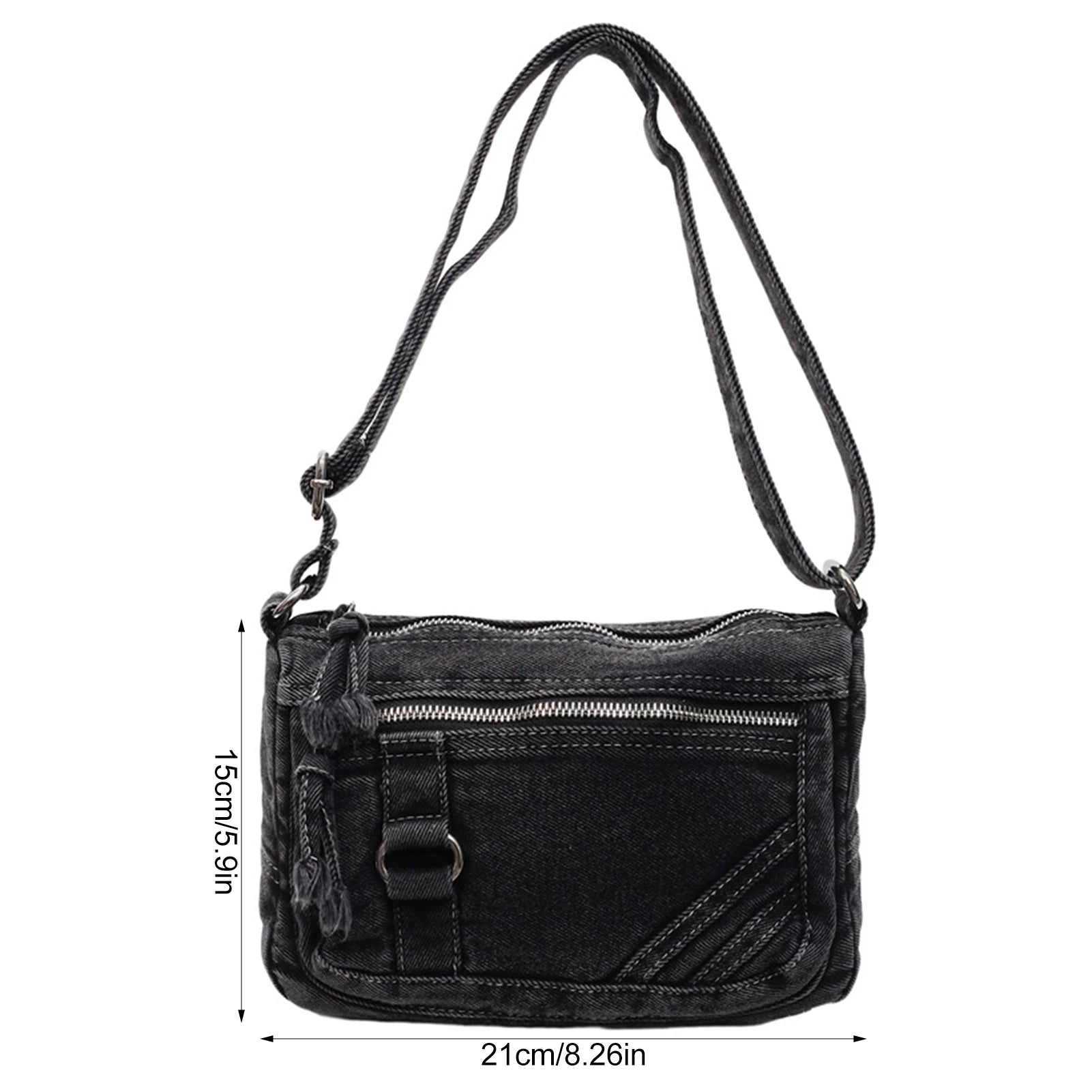 Simple Denim Purse Crossbody Bags Portable Hands-Free Purse Casual Handbags for Daily Shopping Travel Peaceful Pleasures Health and Wellness