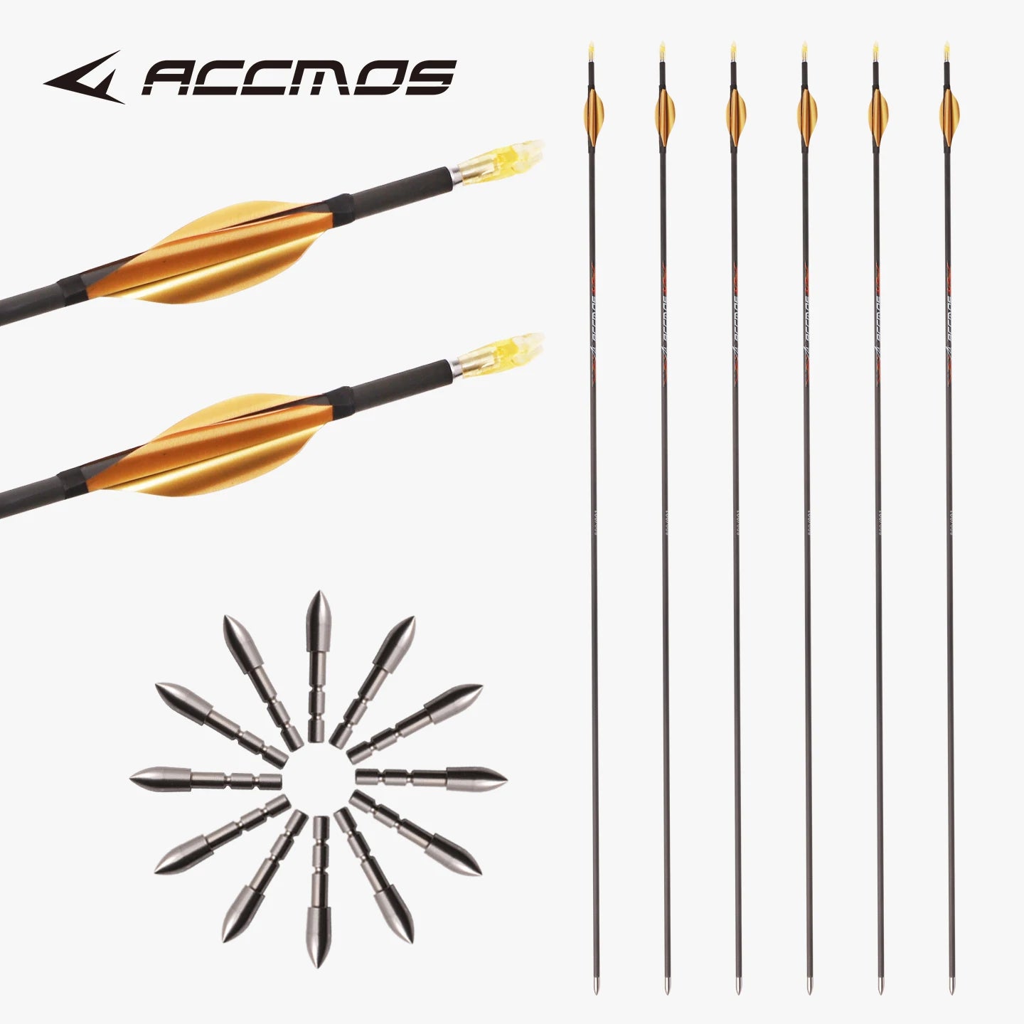Golden Spin Feather Arrow Pure Carbon ID4 2 Spine 300-1800 Shaft