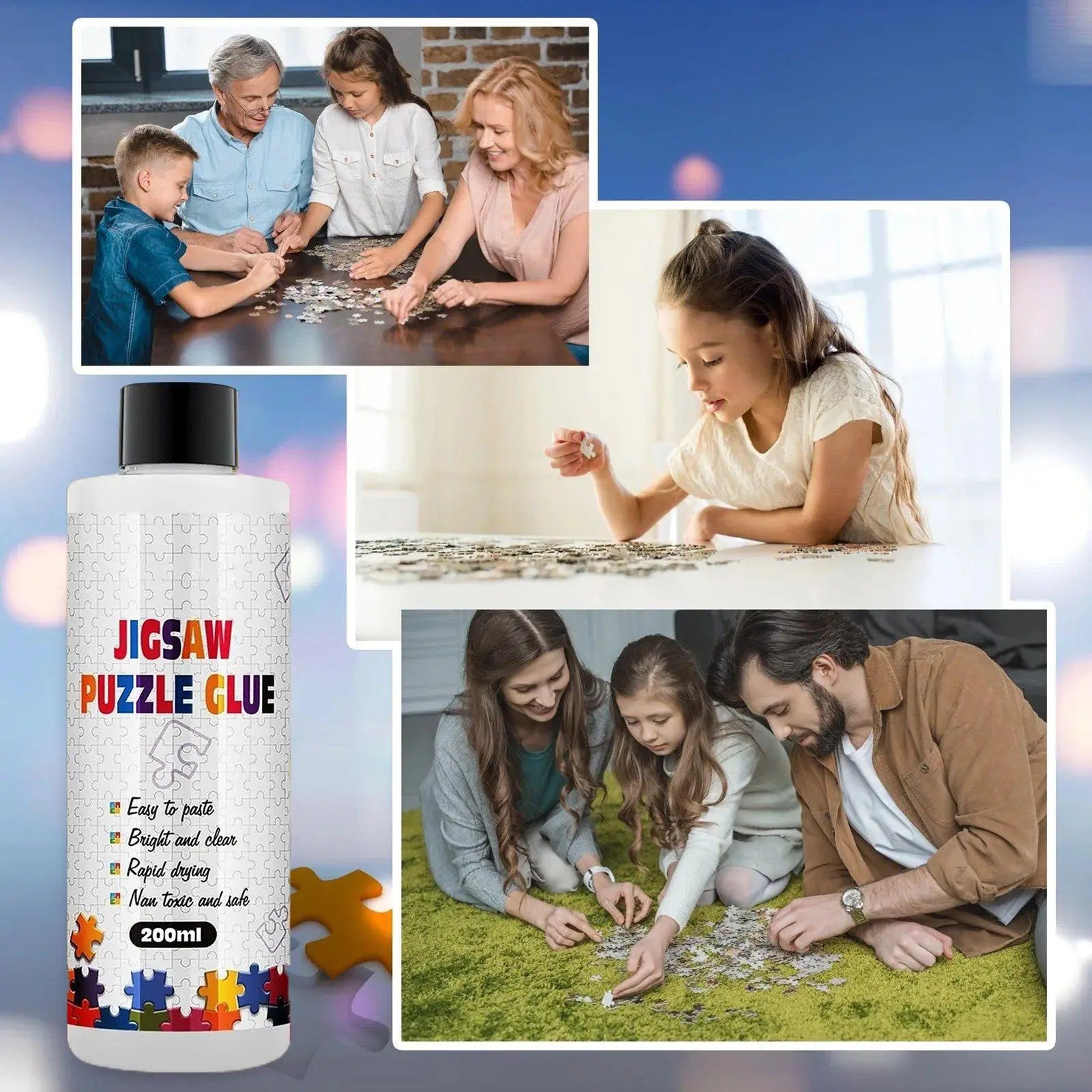 200ml DiamondPainting Sealer Art Glue Continuous Hold Gloss Effect Puzzle Puzzle Highlight Glue Artwork Maintenance Quick Drying Peaceful Pleasures Health and Wellness