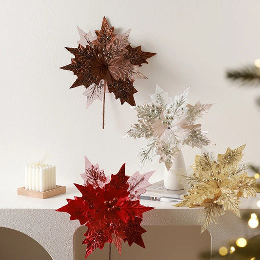 Glitter Simulated Christmas Flower Tree Decoration 30×35cm Christmas Flower Pick Oasis Select
