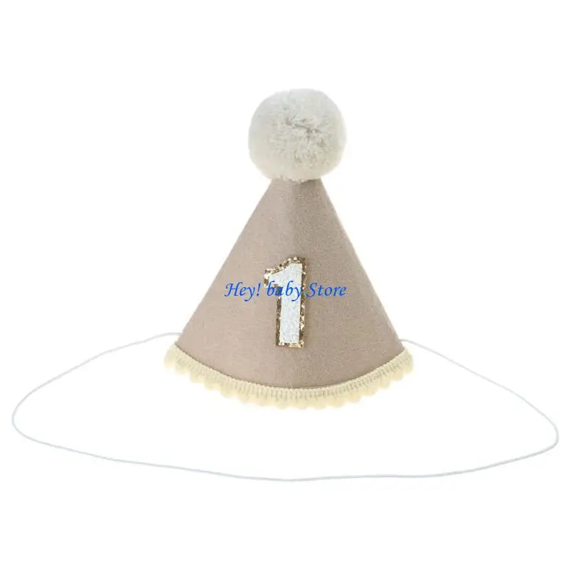 Baby 1st Birthday Felt Hat – Cute Embroidered Party Cap for Infants