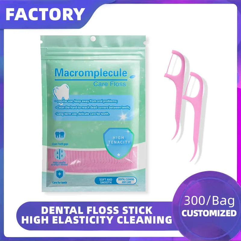 300-Pack Mint Dental Floss Picks – Ultra-Fine Adult Flosser