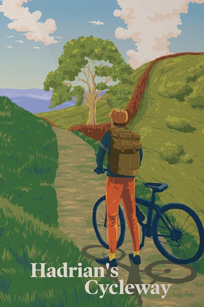 Hadrian's Cycleway Canvas Poster | Northumberland Cycling Wall Art