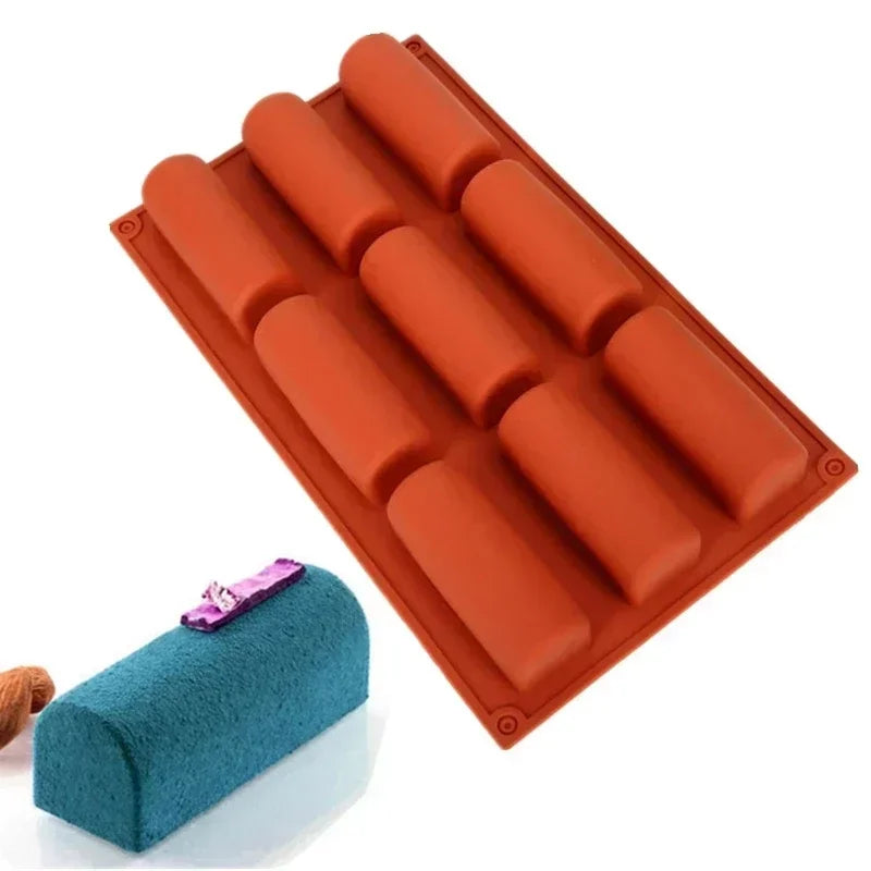 Baking Tools 9 Cavity Silicone Mold 3D Stick Half-cylindrical Long