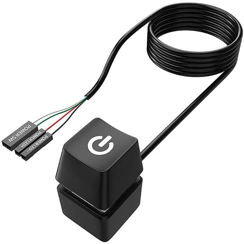 Desktop PC External Power Switch Blue LED Button Remote On/Off Extension Cable for Computer Case Home Office Peaceful Pleasures Health and Wellness Style A Black 2m
