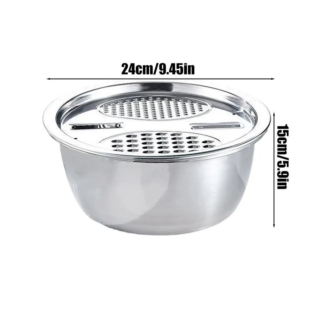 Stainless Steel Mixing Bowl Set with Grater & Drain Basket