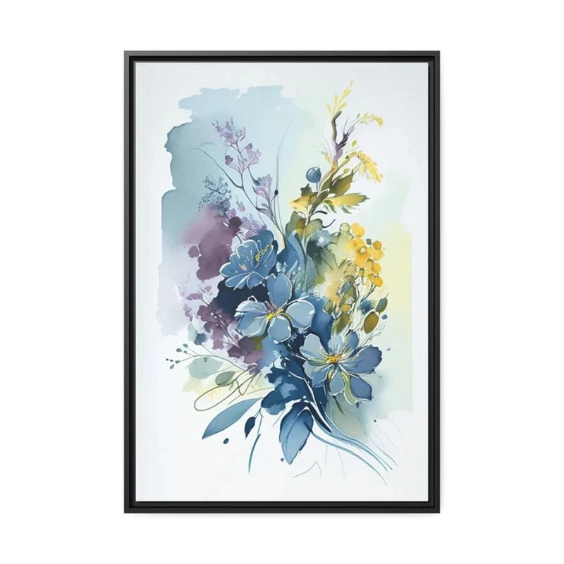 Colorful Flowers Watercolor Canvas Wall Art Print | Unframed