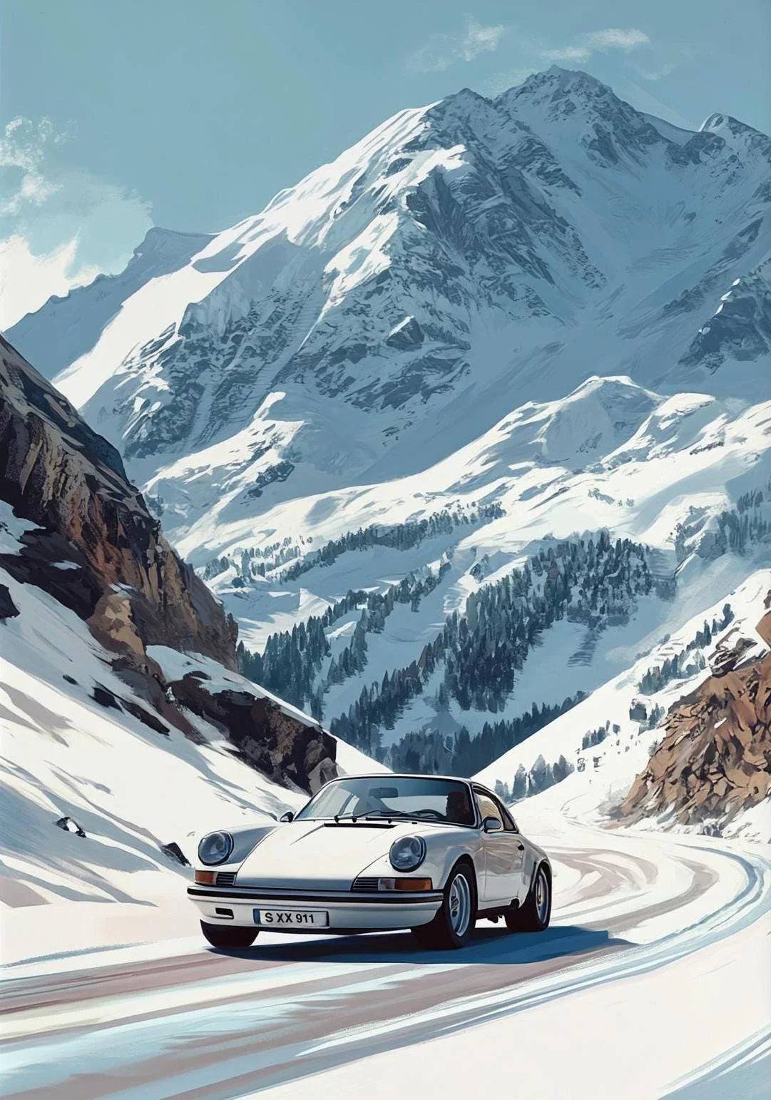 Painting Wall Art Painting Home Living Room Decor Classic 911 Alpine Drive Poster Vintage Alpine Tour Cartoon Print Canvas Peaceful Pleasures Health and Wellness 7 30X40cm Unframed