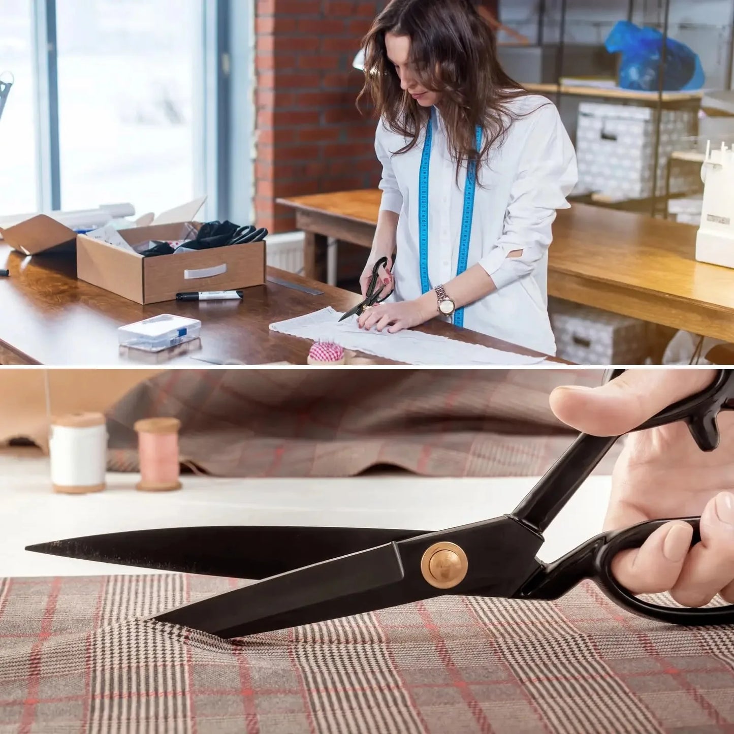 8-Inch Black Blade Tailor Scissors with Sheath | Fabric Shears