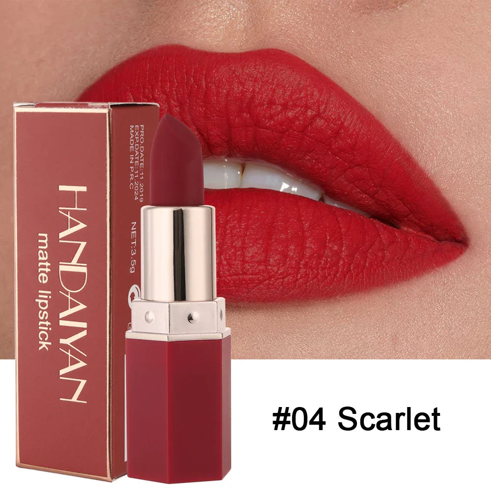 HANDAIYAN Matte Lipstick – 6 Shades, Long-Lasting & Moisturizing