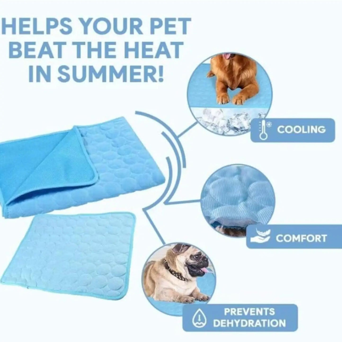 Dog Cooling Mat Ice Silk – Washable Breathable Pet Pad