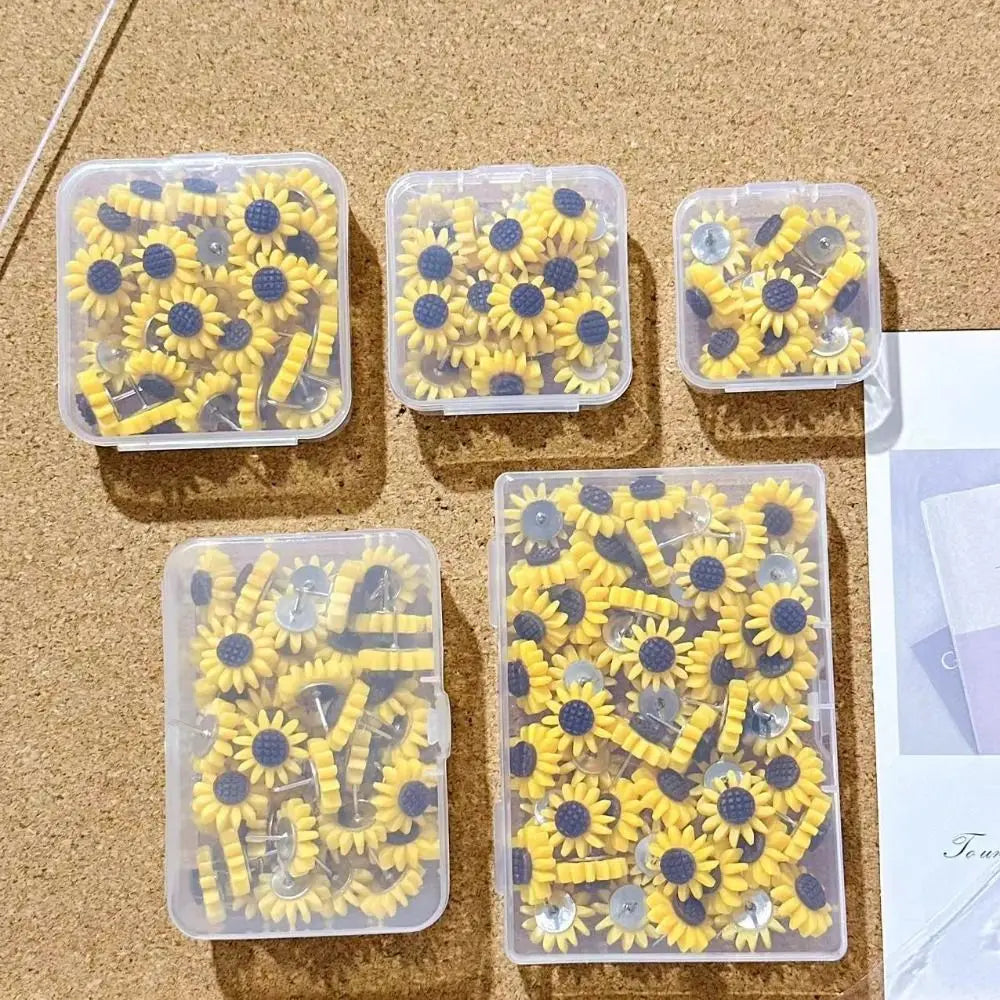 10/20/30/40/50Pcs Creative Sunflower Pushpins DIY Photo Wall Decor Colored Flower Push Pins Reusable Cute Board Push Pin Peaceful Pleasures Health and Wellness