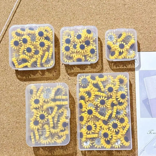 10/20/30/40/50Pcs Creative Sunflower Pushpins DIY Photo Wall Decor Colored Flower Push Pins Reusable Cute Board Push Pin Peaceful Pleasures Health and Wellness