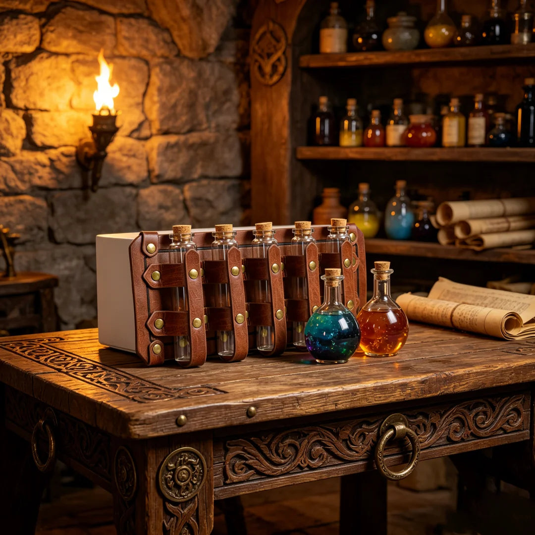 UYEE Medieval Leather Vial Holder Waist Sash Alchemy Potion Bottle