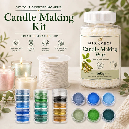 MIRAVEXL Natural Soy Wax Flakes 160g & Pearl Shimmer Pigment Candle Making Wax Oasis Select