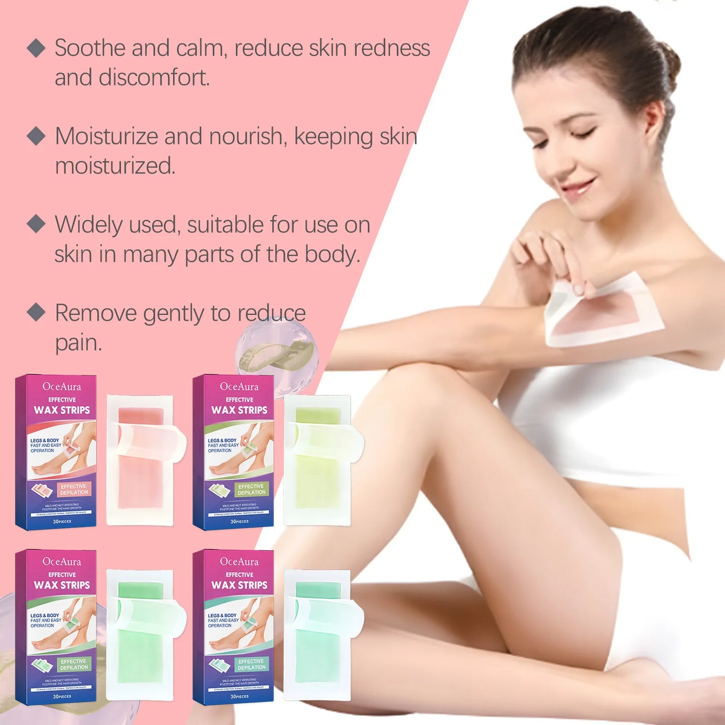 Cold Wax Hair Removal Strips 30pc – Body & Facial Depilatory