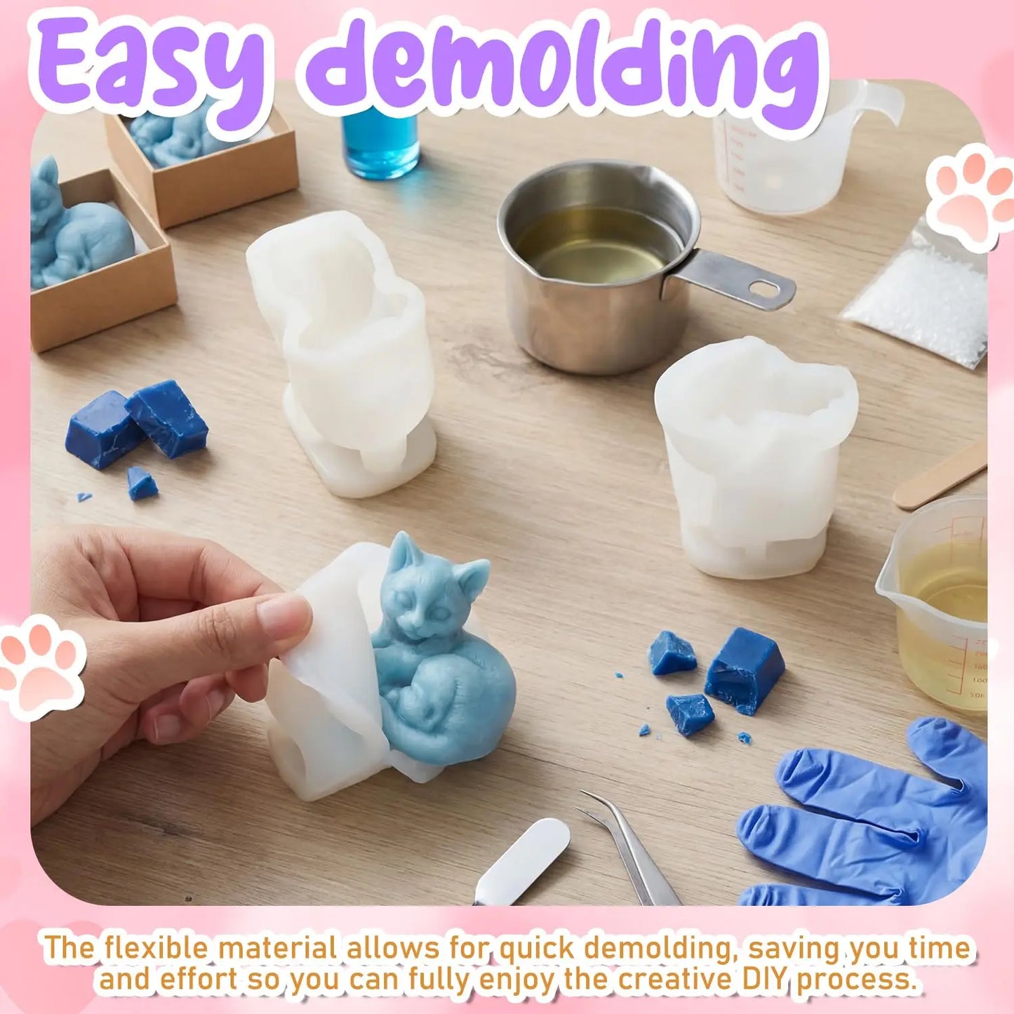6 Pcs Mini Cat Silicone Molds 3D Cute Kitten Resin Candle Soap Mold for DIY Craft Home Ornament Gift Party Decoration Peaceful Pleasures Health and Wellness