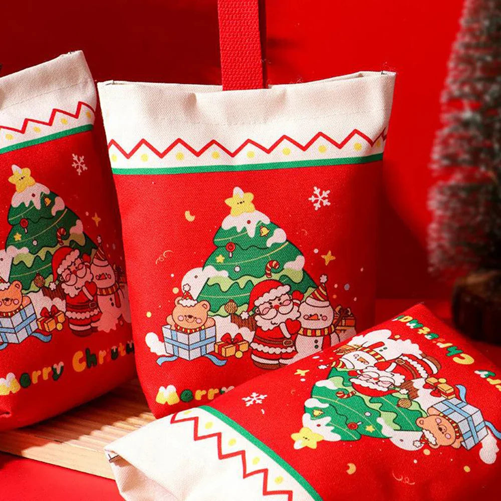 Christmas Canvas Gift Bag – Candy & Snack Tote | Holiday Bag