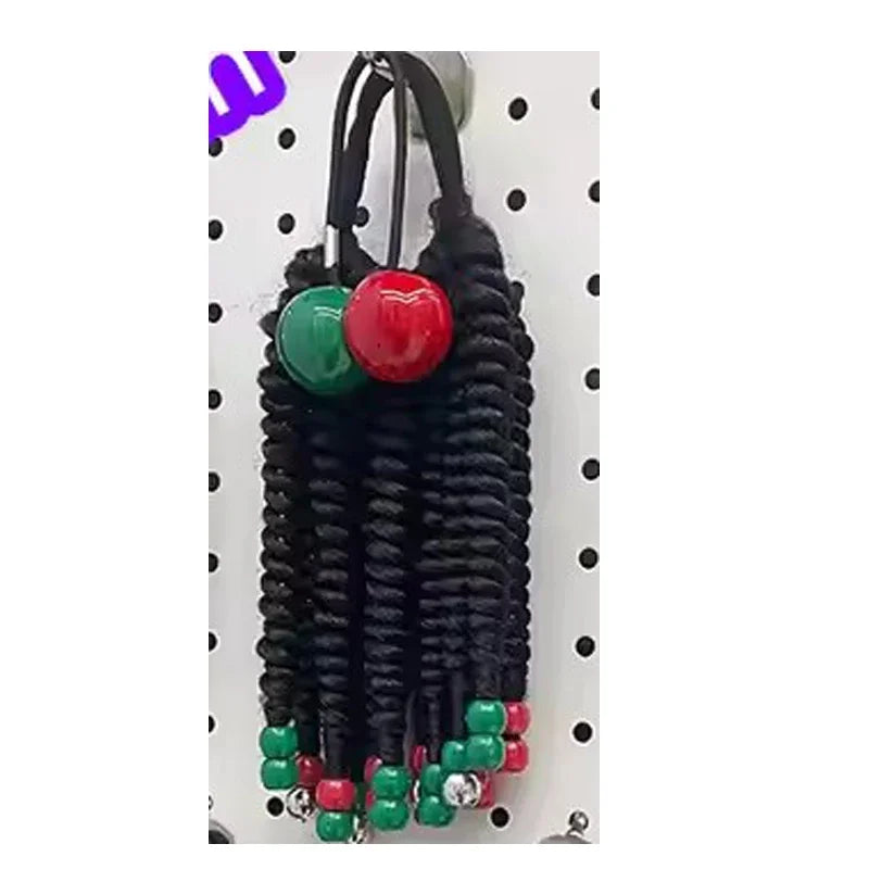 Girls Braided Ponytails with Beads & Bow – 2-Pack Glitter Set