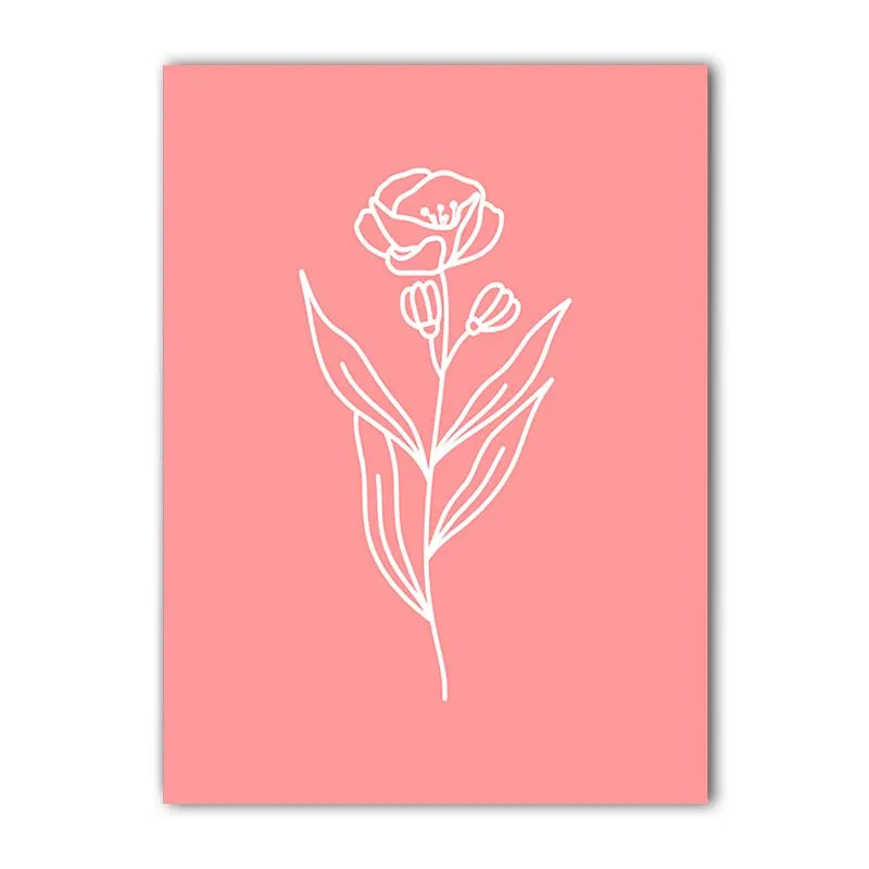 Nordic Pink Floral Line Art Canvas Print | Minimalist Wall Decor Canvas Wall Print Peaceful Pleasures Health and Wellness 04 20x25cm No Frame China Mainland