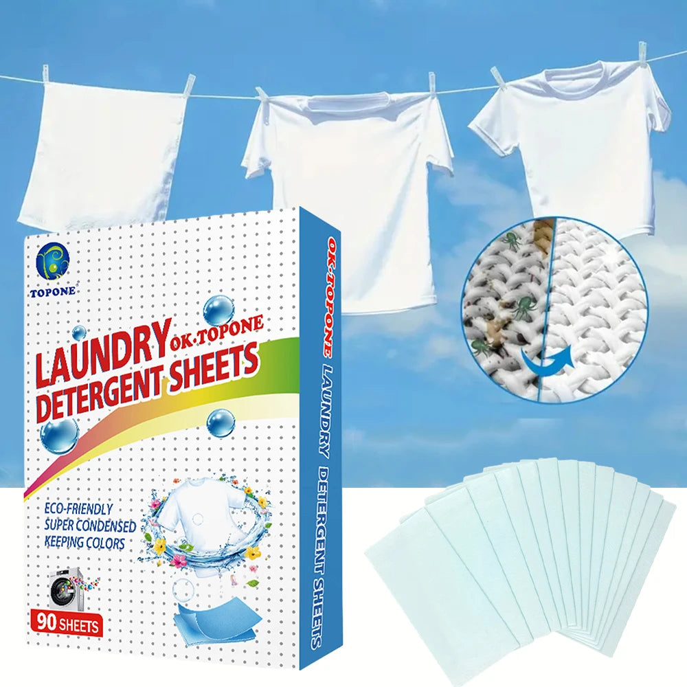 90 pcs Washer Sheets Detergent Laundry Sheets Eco-Friendly Laundry Soap No Waste Laundry Detergent Stain Remover Liquid Peaceful Pleasures Health and Wellness