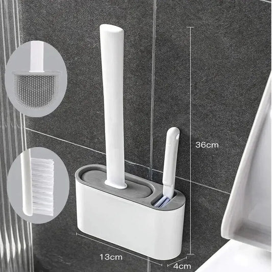 Silicone Toilet Brush & Wall-Mount Holder | Quick Drying Toilet Brush Set Oasis Select