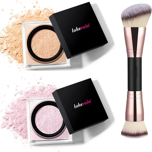 Lakerain Loose Setting Powder & Brush | Matte Oil Control Loose Setting Powder Oasis Select
