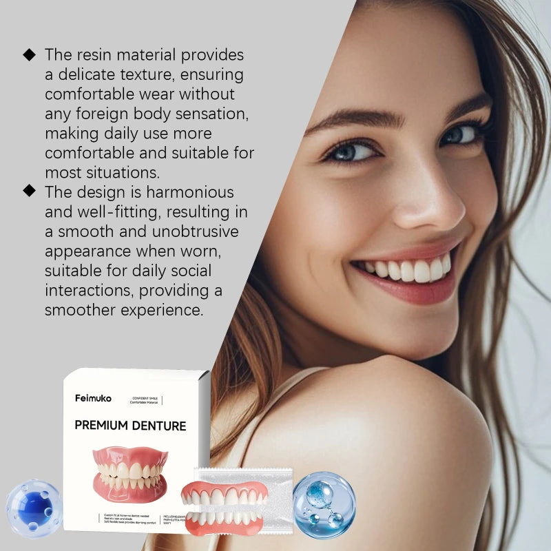 Adult Adjustable Dentures Teeth Set Adjustable Snap-on Fake Teeth Comfort Natural Fit Portable Braces Easy Clean Use Adhesives Peaceful Pleasures Health and Wellness