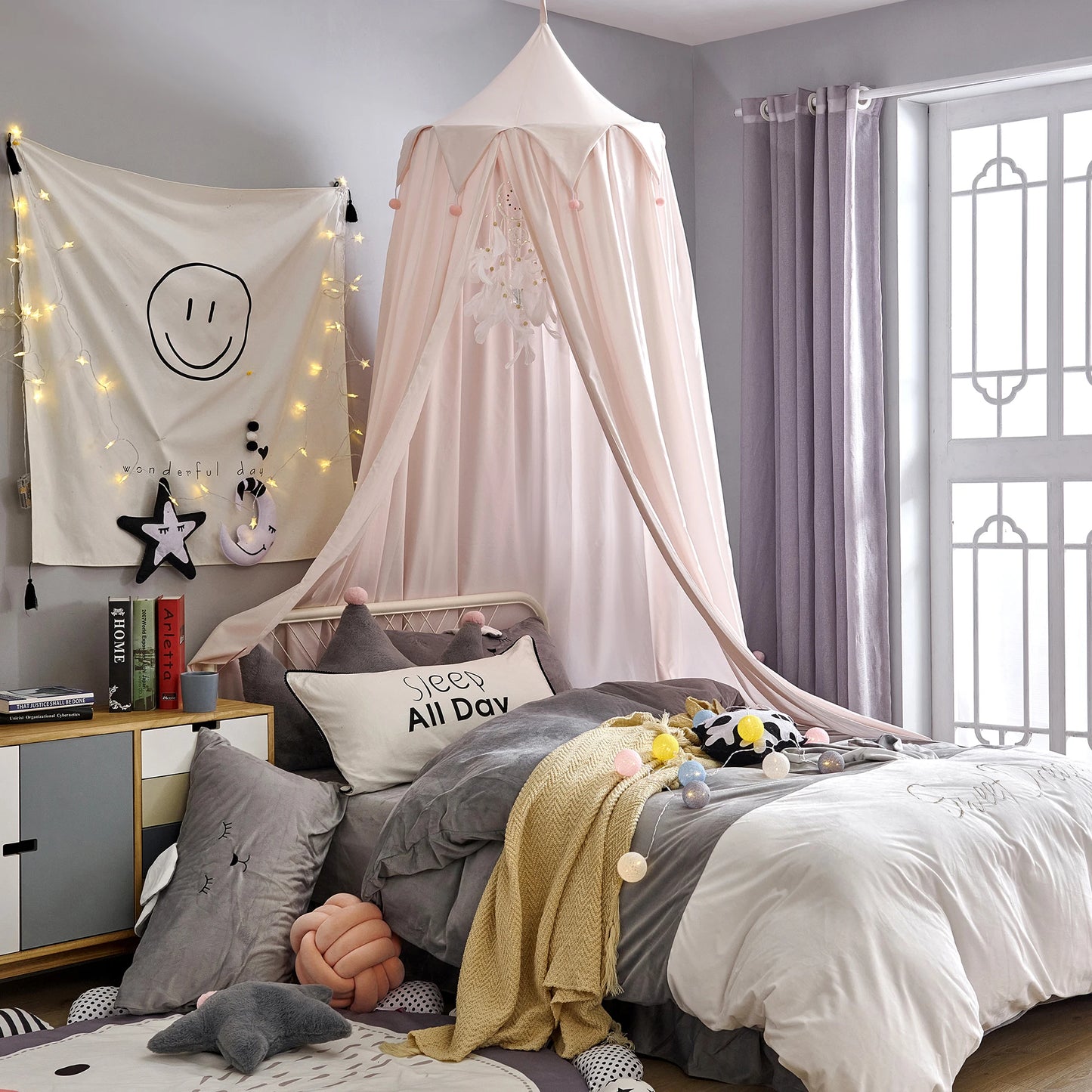 Battilo Kids Bed Canopy Round Dome Mosquito Net Play Tent