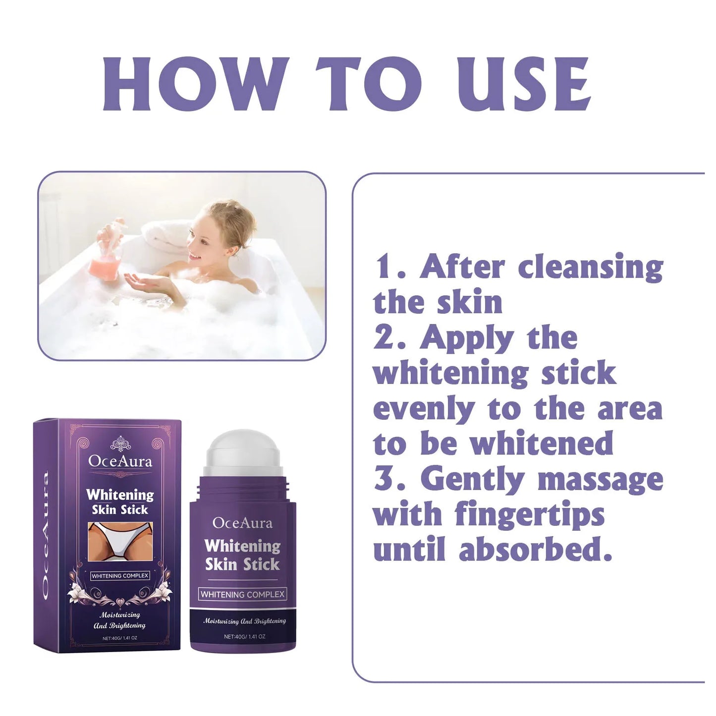 OceAura Body Brightening Stick – Underarm & Knee Tone Corrector