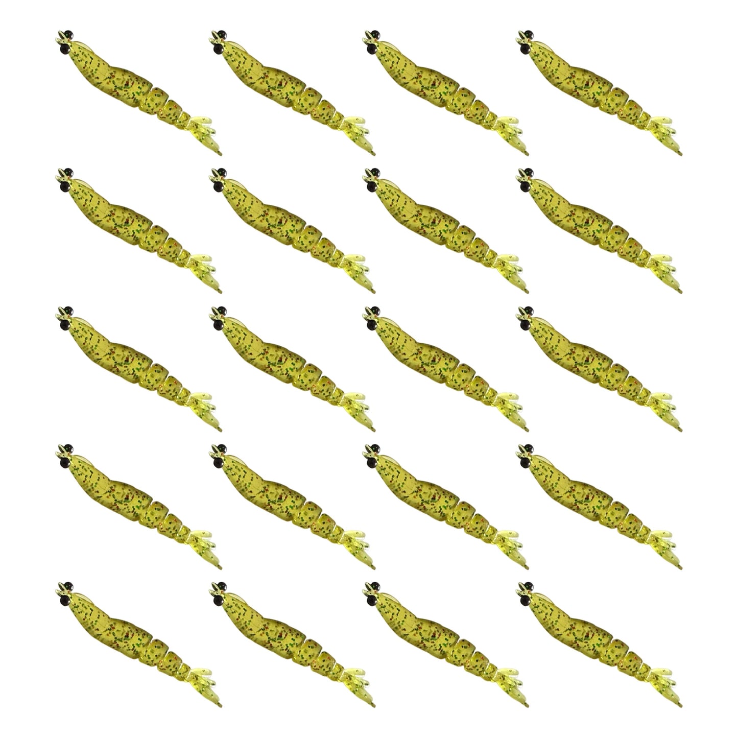 20Pcs Mini Shrimp Lure Multi-Segmented Soft Worm Shrimp Fishing Lure 3D Shrimps Artificial Baits For Saltwater & Freshwater Peaceful Pleasures Health and Wellness Green