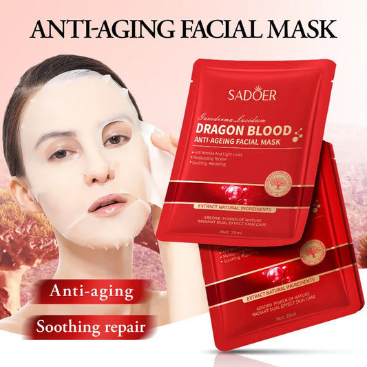 SADOER Dragon Blood Face Mask – Anti-Aging & Hydrating (10 Pack) Facial Sheet Mask Peaceful Pleasures Health and Wellness