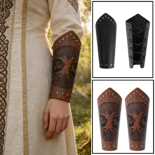 Medieval PU Leather Gauntlet Wristband Arm Bracers Punk Bracer Wrist Peaceful Pleasures Health and Wellness