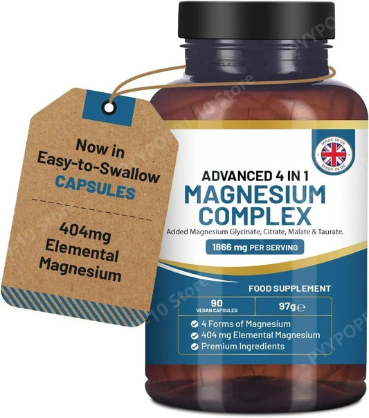 Magnesium Glycinate Complex 4-in-1 404mg Elemental 90 Caps Magnesium Supplement Peaceful Pleasures Health and Wellness