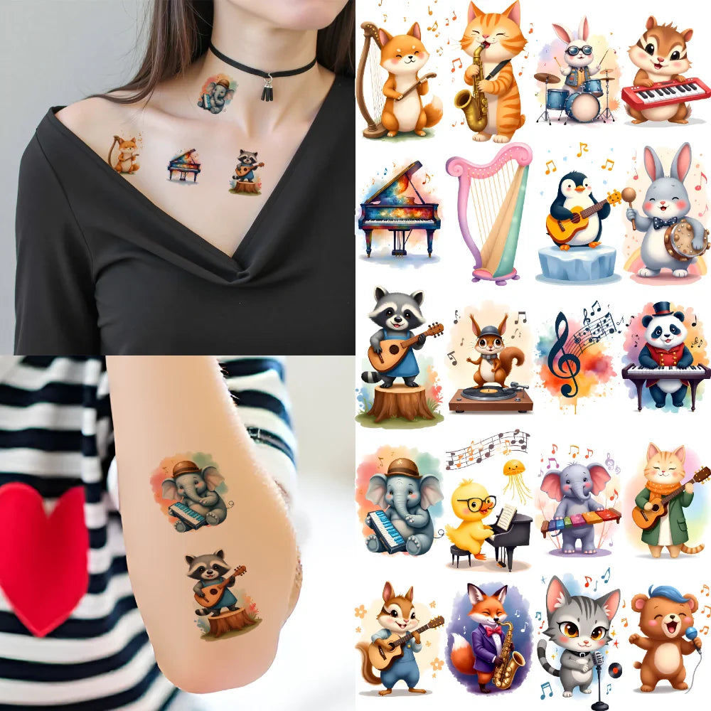 54pcs Waterproof Temporary Tattoo Stickers – Cute Cartoon Animals