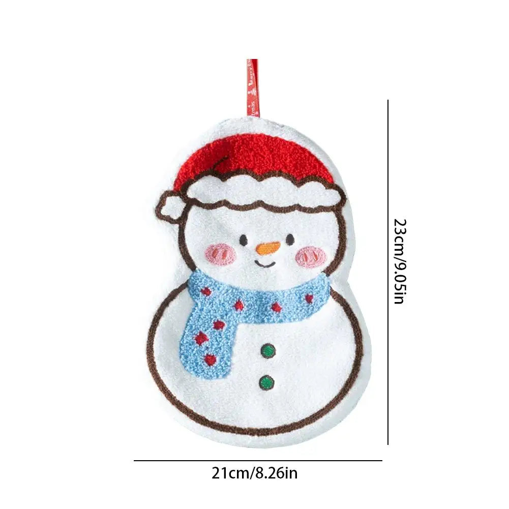 Household Coral Fleece Hand Towel Snowman Christmas Tree Socks Design Hand-wiping Hunging Kitchen Bathroom Quick-drying Towels Peaceful Pleasures Health and Wellness