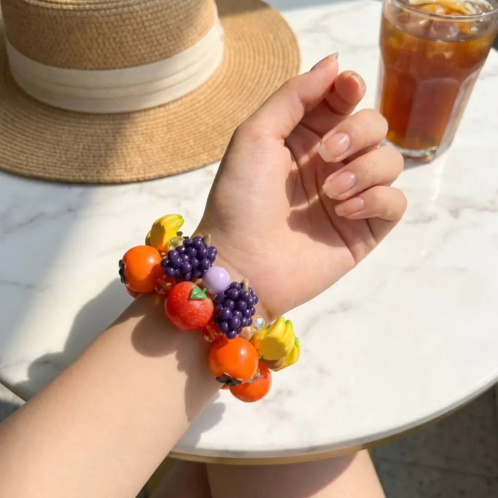Cherry Fruit Beaded Bracelet | Boho Dopamine Resin Jewelry Beaded Bracelet Peaceful Pleasures Health and Wellness