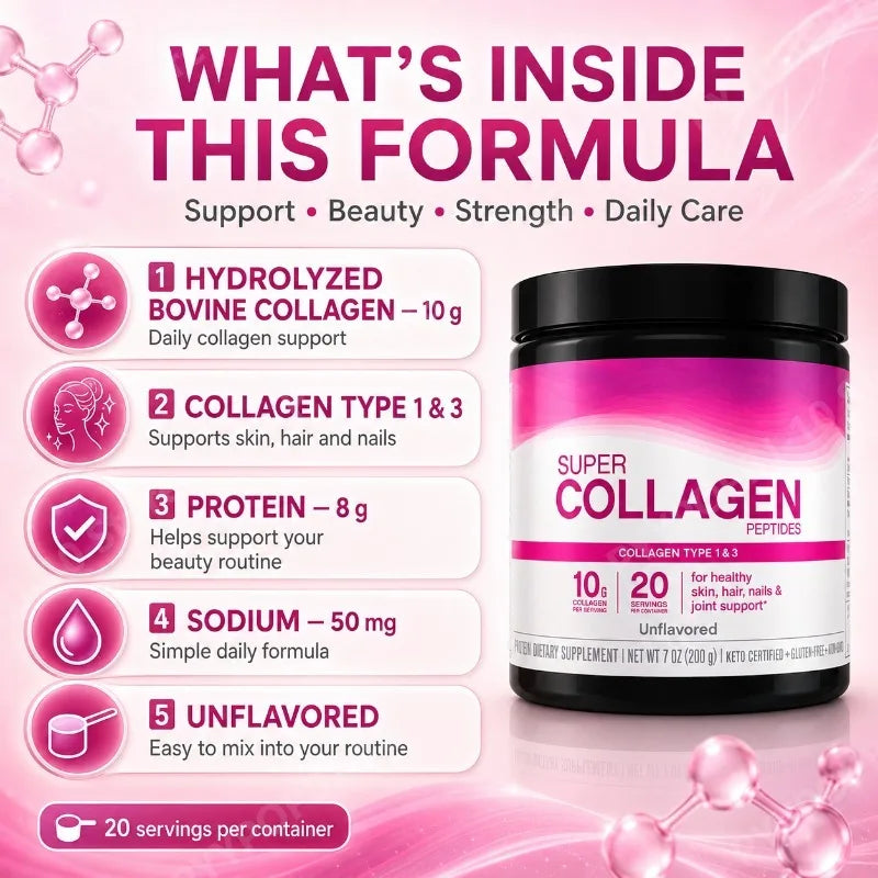 Unflavored Collagen Peptides Powder | 10g Protein, 20 Servings