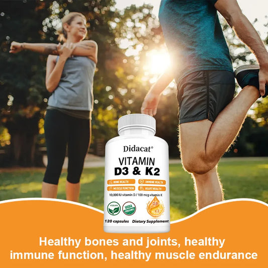 Vitamin D3 + K2 Supplement – Bone & Immune Support | 120 Caps Vitamin Supplement Peaceful Pleasures Health and Wellness