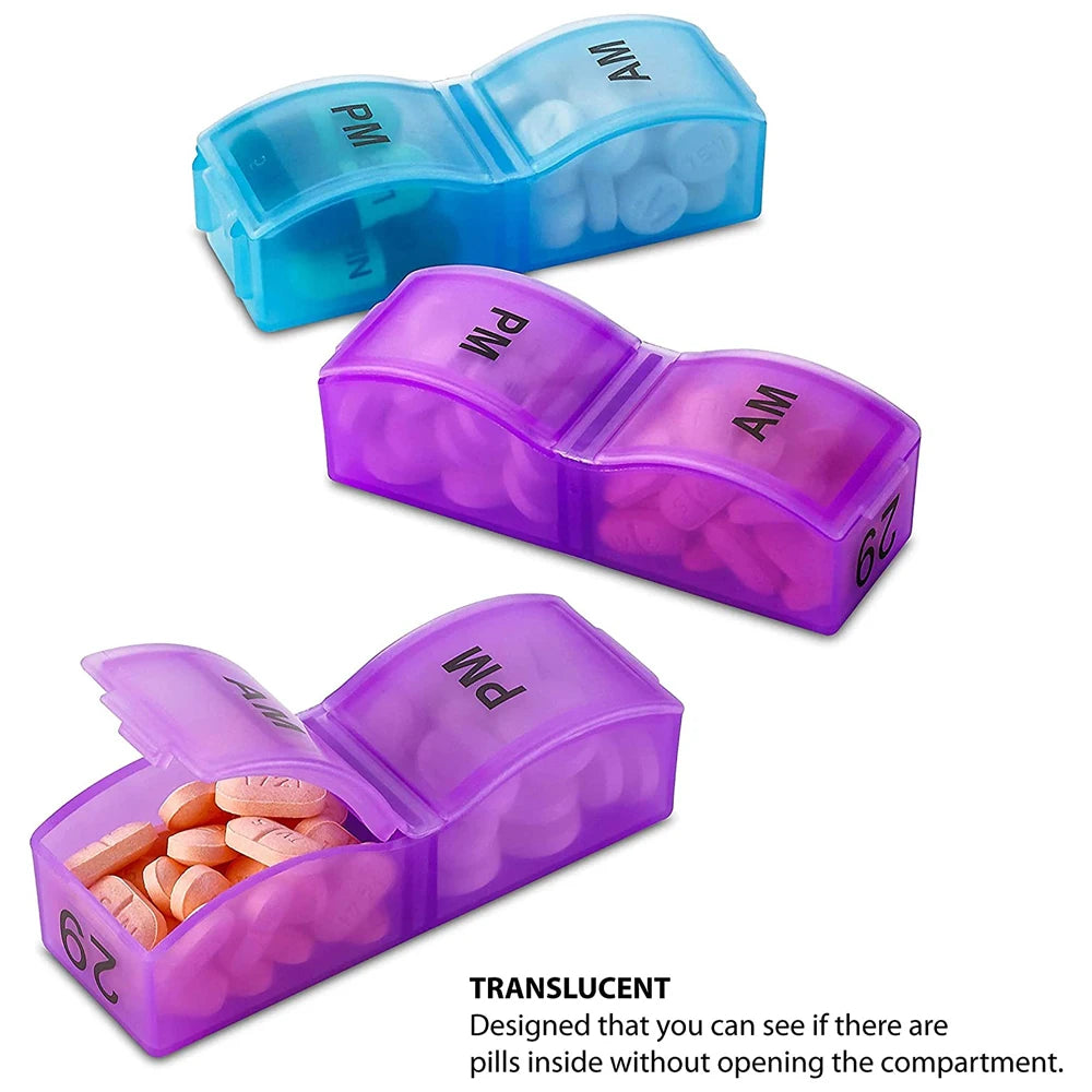 One Month Pill Organizer 2 Times A Day AM/PM for Vitamins, Fish Oil, Supplement, 31 Day Pill Box Organizer, 31 Days Pill Cases Peaceful Pleasures Health and Wellness