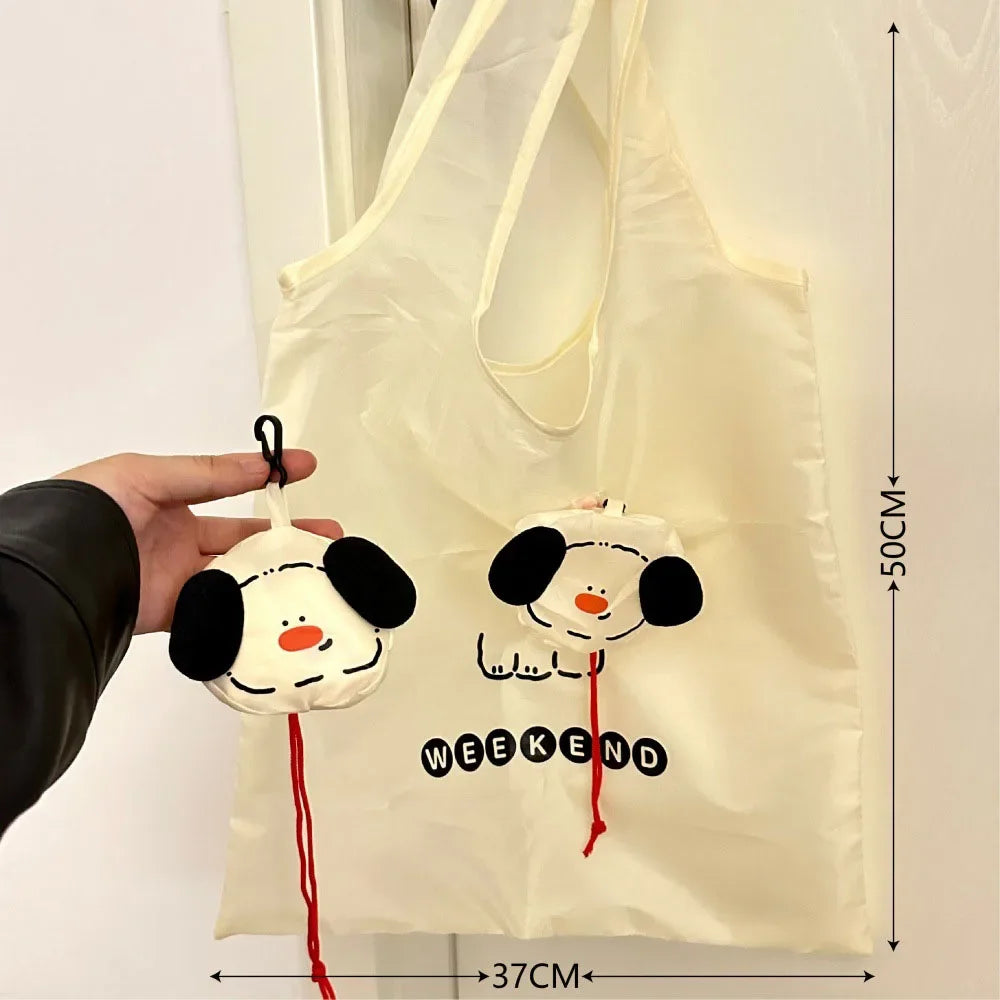Cute Dog Reusable Grocery Tote Bag – Foldable & Washable