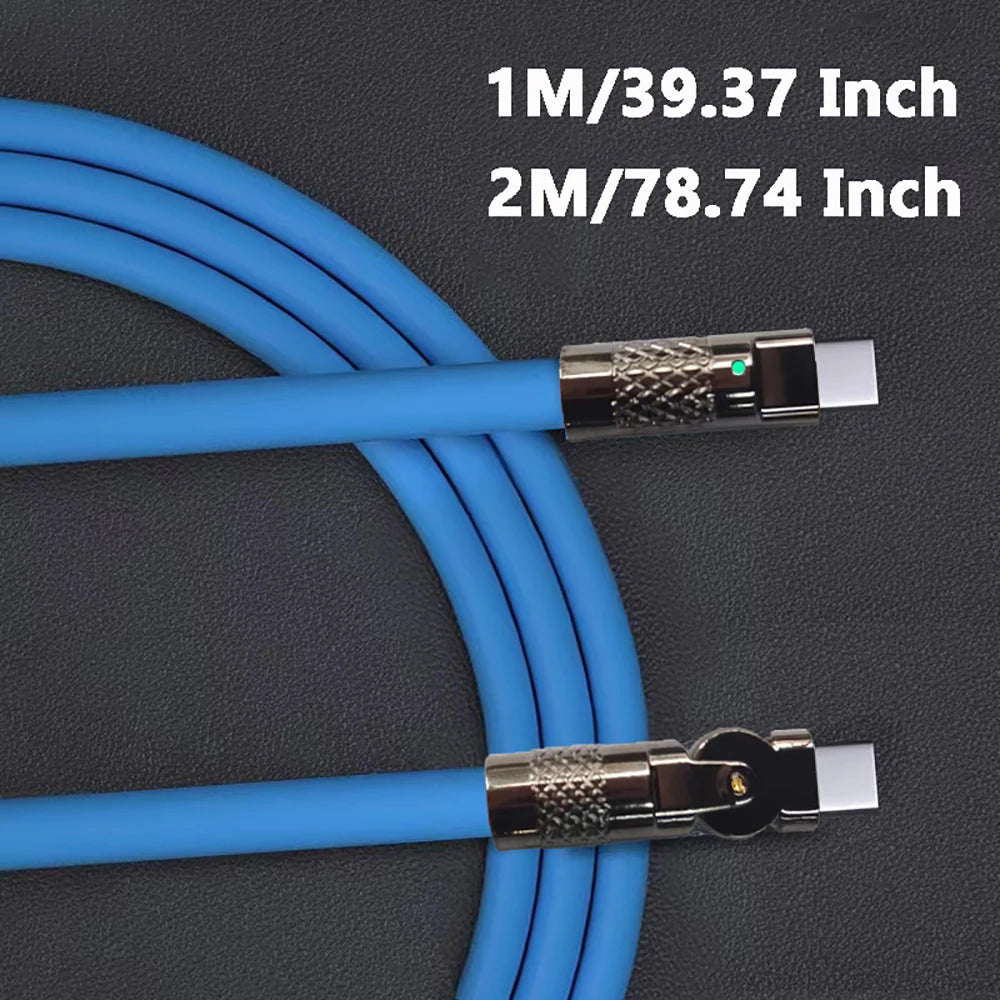 120W USB-C Fast Charging Cable 180° Elbow LED | Samsung Xiaomi