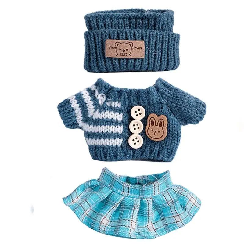 17cm Doll Sweater Pants Hat Set | 1/12 Scale Fashion Outfit