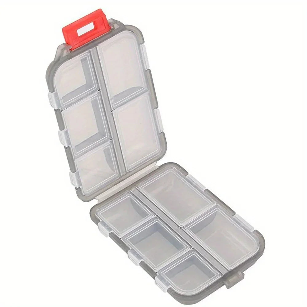 Double-layer small pill box Portable pill box Transparent 10-cell sealed medicine storage box camping equipment survival kit Peaceful Pleasures Health and Wellness