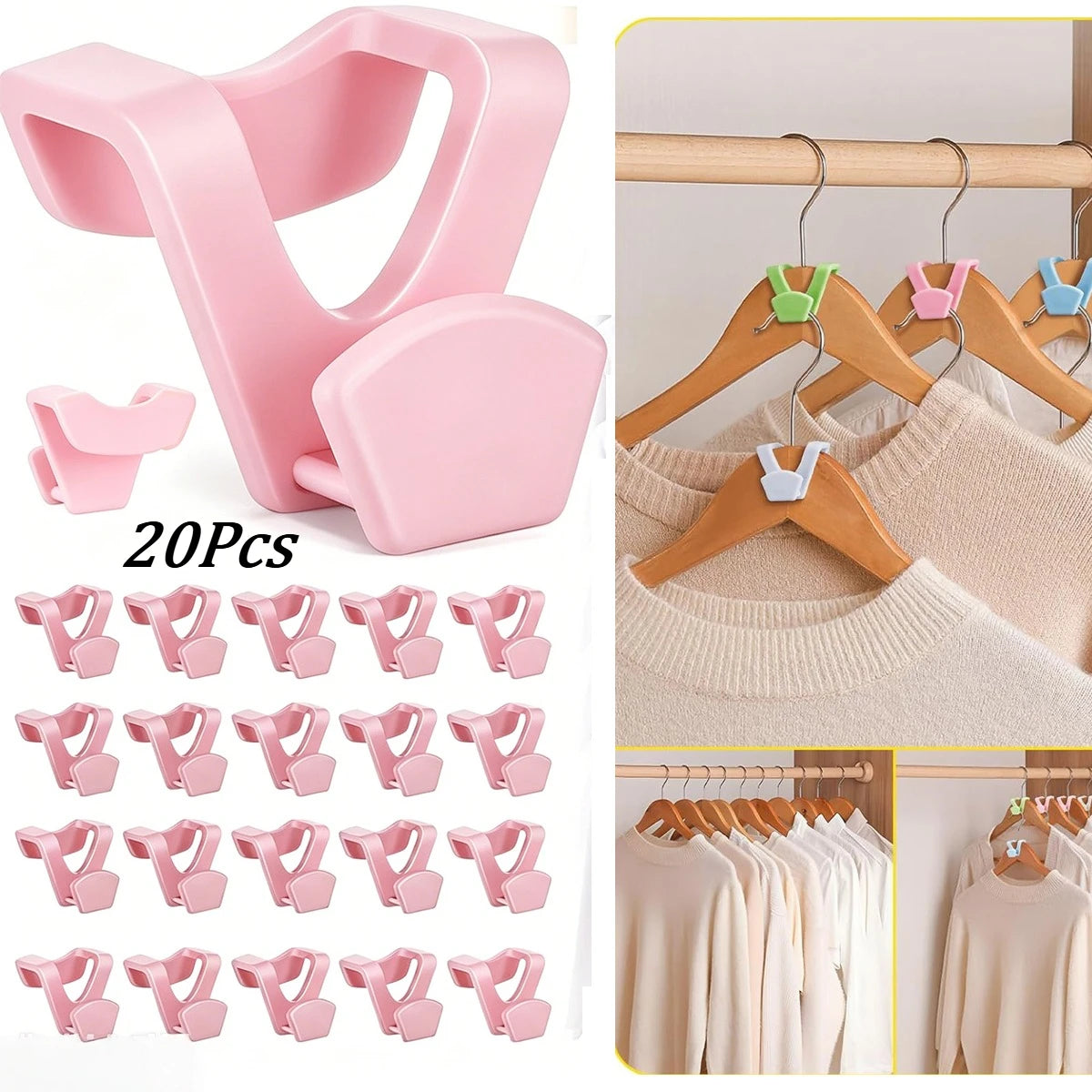 20-Pack Hanger Connectors | Space Saving Closet Organizer