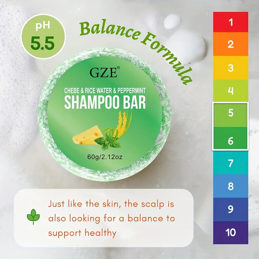 GZE Chebe Rice Water Peppermint Shampoo Bar for 4C Curly Hair