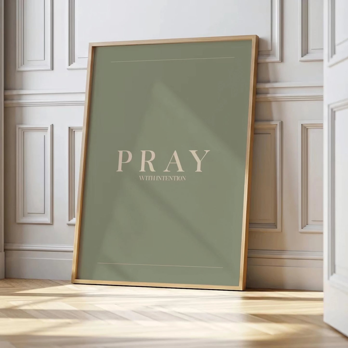 Pray Believe Receive Sage Green Scripture Canvas Wall Art