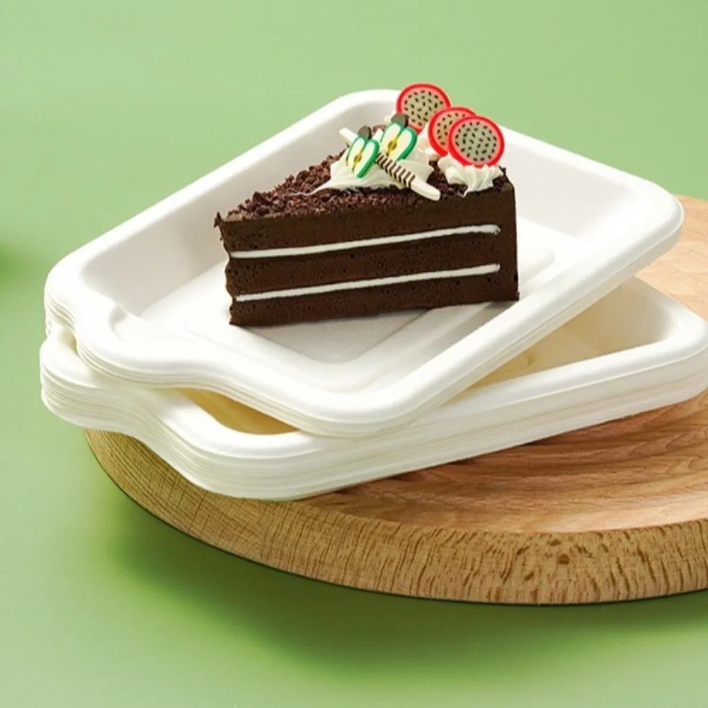 100-Pack Biodegradable Square Disposable Paper Plates | Eco Cake