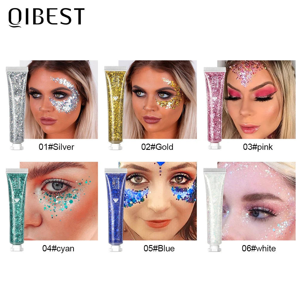 QIBEST Shimmer Highlighter Powder High Gloss Illuminator Powder Makeup For Face Lip Hair Body Highlight Makeup Glitter Gel Peaceful Pleasures Health and Wellness