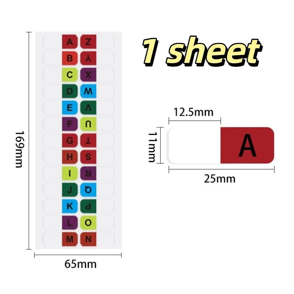 Colorful Alphabet Index Label Stickers Small Strips Study Alphabet Page Markers Waterproof Organizer Page Marker Sticky Flags Peaceful Pleasures Health and Wellness Style-A